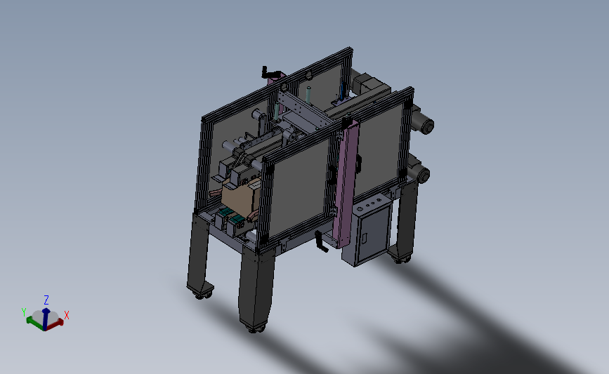 全自动角边封箱机（封箱子四角边的非标自动化设备）3D模型SolidWorks三维设计图