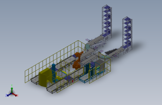 全自动码垛缠绕包装输送一体生产线3D模型SolidWorks三维设计图