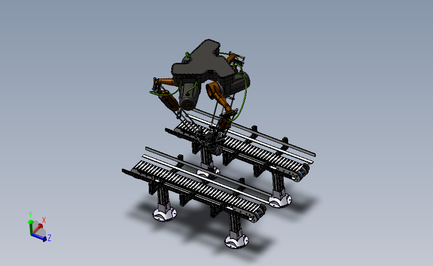 三角洲机器人输送机 SW设计 3D模型SolidWorks三维设计图