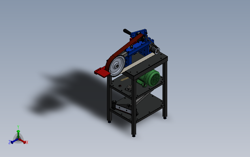 砂带磨床（SW设计） 3D模型SolidWorks三维设计图