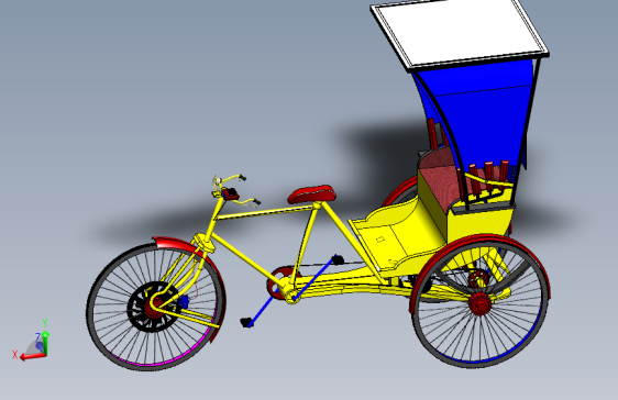 人力三轮车 3D模型SolidWorks三维设计图