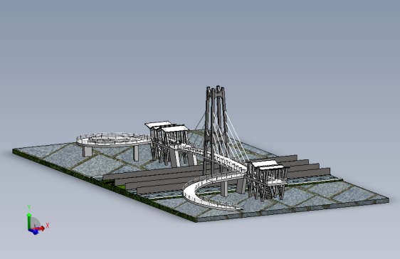 人行天桥（SW设计） 3D模型SolidWorks三维设计图