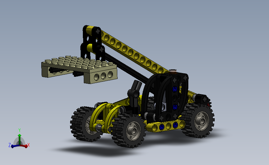 伸缩臂叉车 3D模型SolidWorks三维设计图