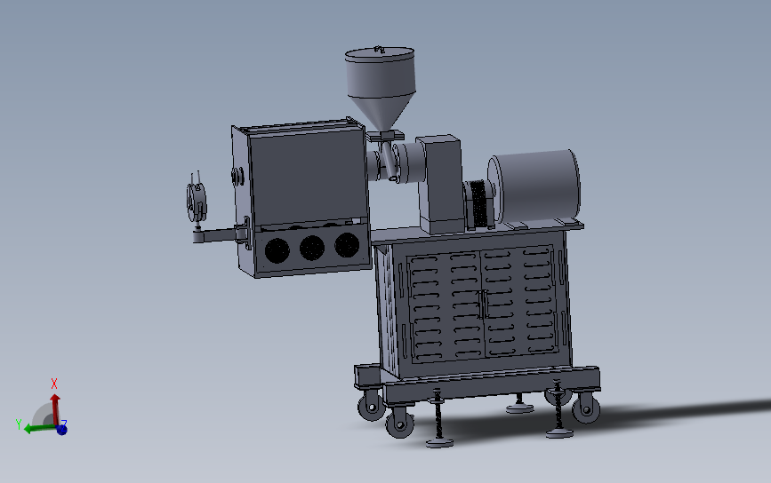 实验室用小型单螺杆挤出机 3D模型SolidWorks三维设计图