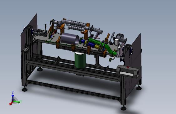 试验设备用的汽车排气系统组件 3D模型SolidWorks三维设计图