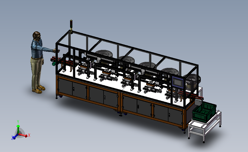 键盘按键多工位组装流水线3D模型SolidWorks三维设计图