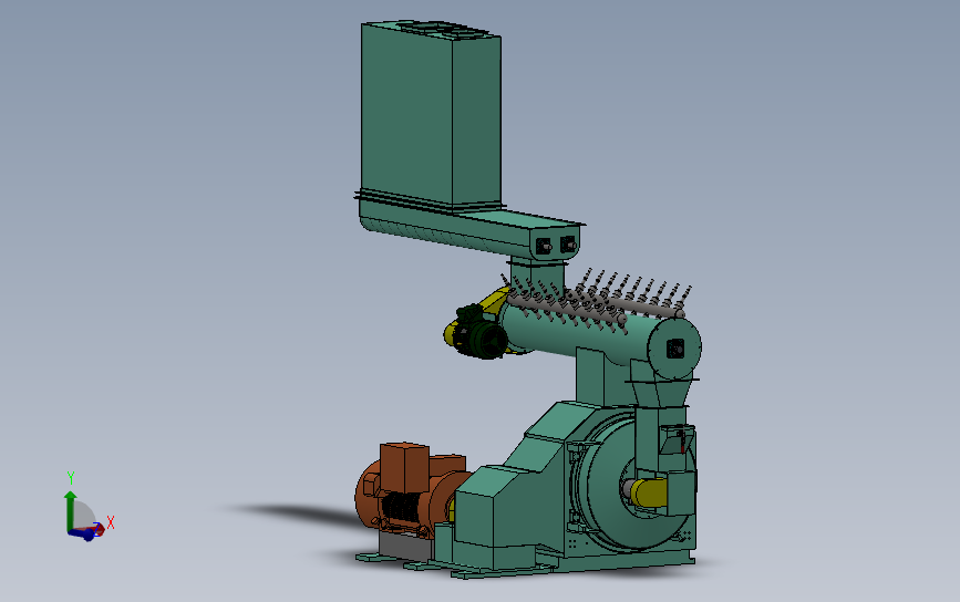 颗粒饲料压制机 3D模型SolidWorks三维设计图