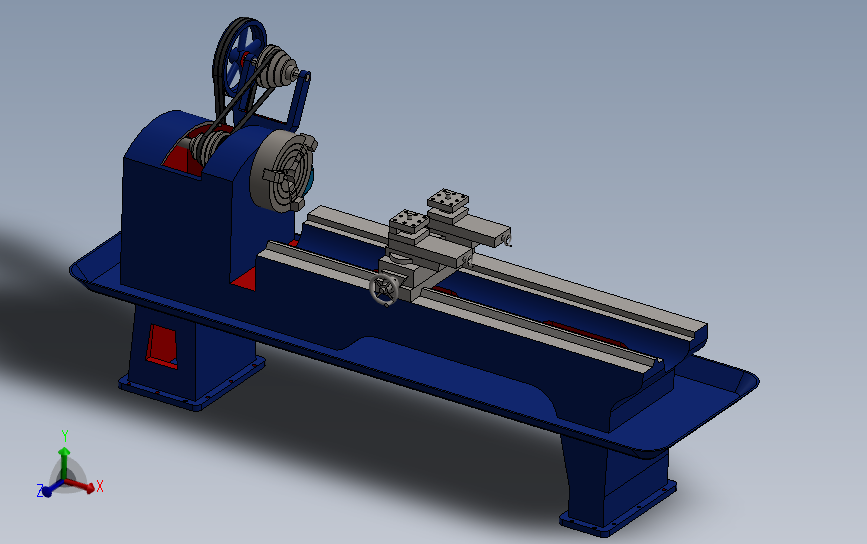 简易车床 3D模型SolidWorks三维设计图