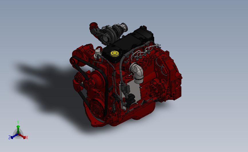康明斯柴油机(QSB4.5高压共轨电控发动机) 3D模型SolidWorks三维设计图