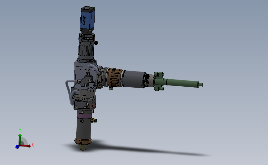 可监视光纤激光焊接头 3D模型SolidWorks三维设计图