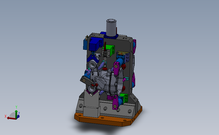 壳体双工位液压夹具 3D模型SolidWorks三维设计图