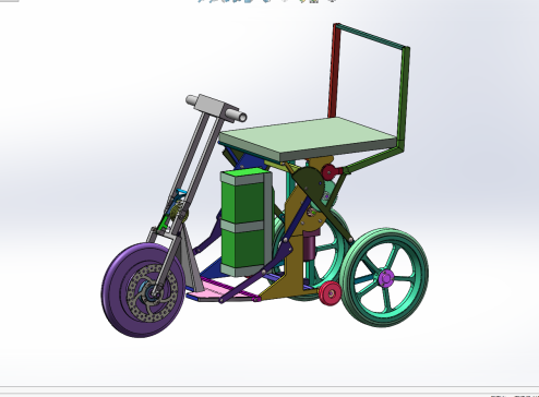 可折叠老年电动代步车三轮车设计含三维SW模型=1249524=500