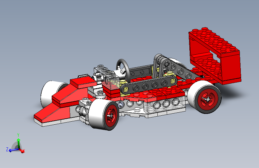乐高四轮玩具车 3D模型SolidWorks三维设计图