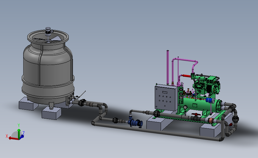 冷却塔冷凝机组3D模型SolidWorks三维设计图