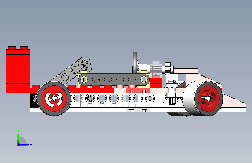 乐高四轮玩具车 3D模型SolidWorks三维设计图