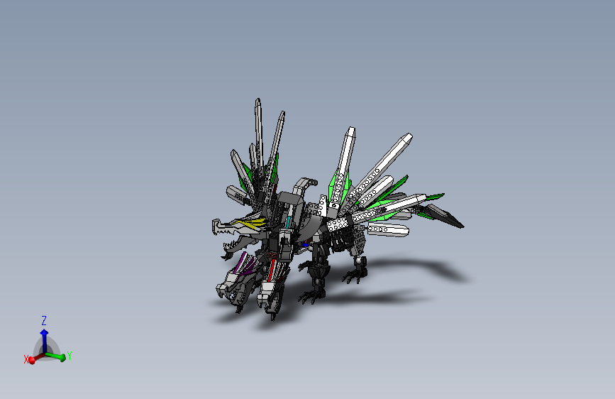 乐高积木1 1四头龙3D模型SolidWorks三维设计图