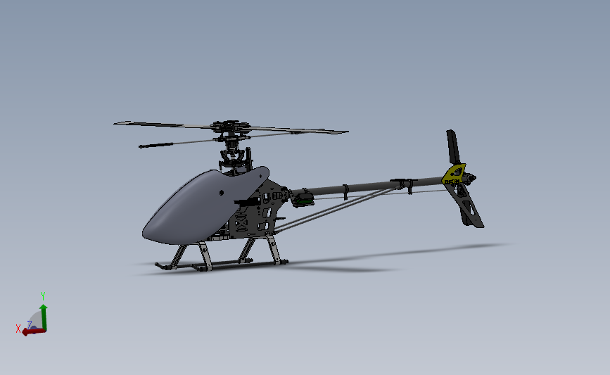 零件齐全的航模直升机 3D模型SolidWorks三维设计图