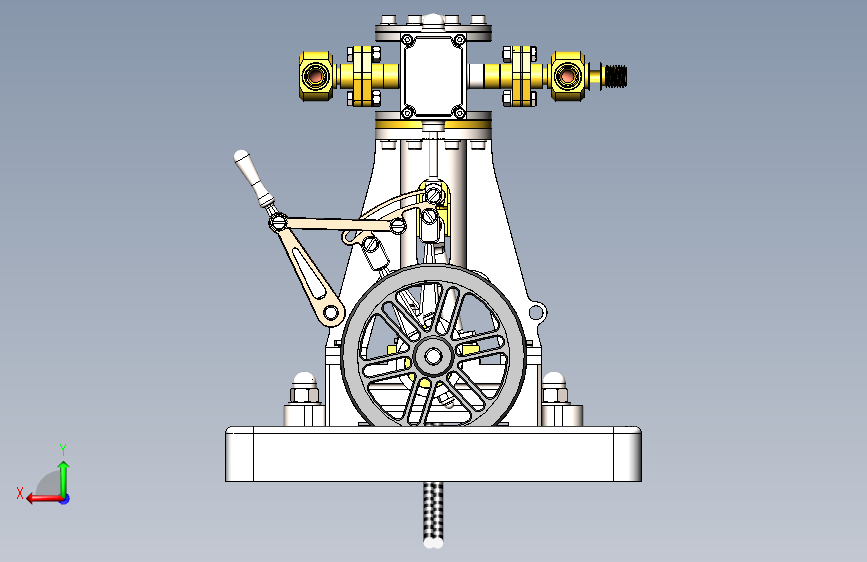 立式双缸发动机 3D模型SolidWorks三维设计图