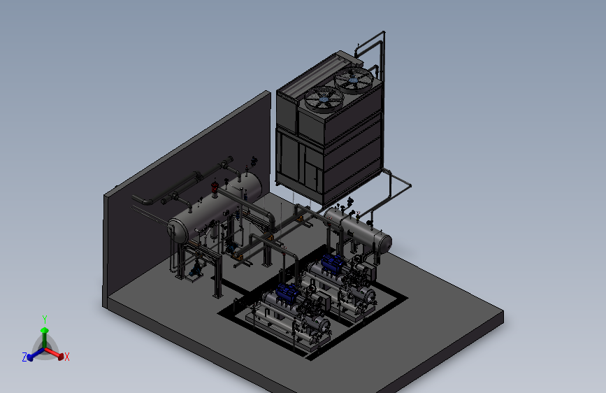 轮机舱制冷设备 3D模型SolidWorks三维设计图