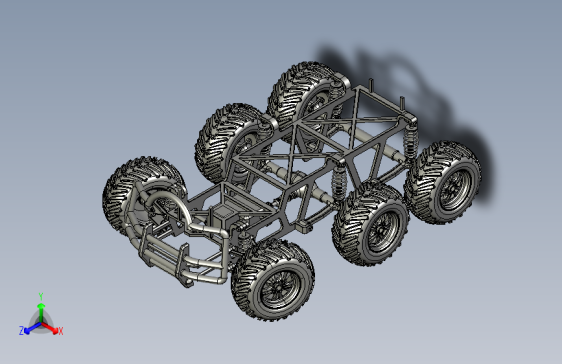 六轮月球车底盘3D模型SolidWorks三维设计图