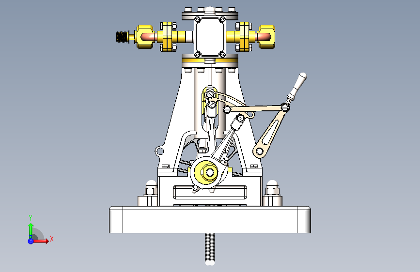 立式双缸发动机 3D模型SolidWorks三维设计图