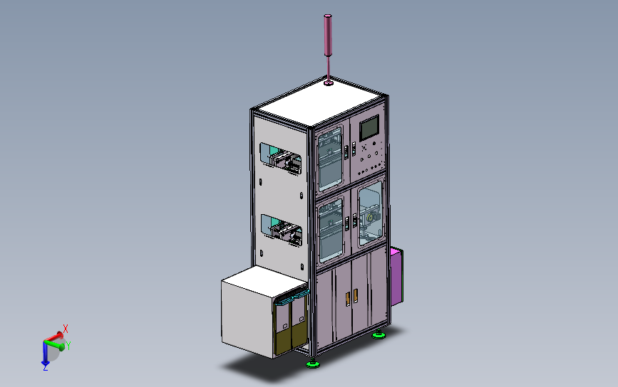 美的空调主板FCT双层在线式测试机 3D模型SolidWorks三维设计图