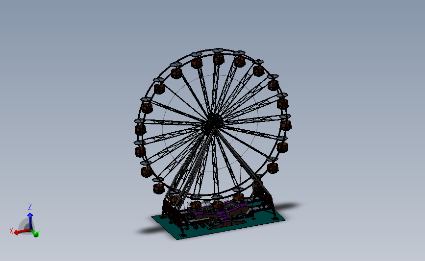 摩天轮 SW设计 3D模型SolidWorks三维设计图