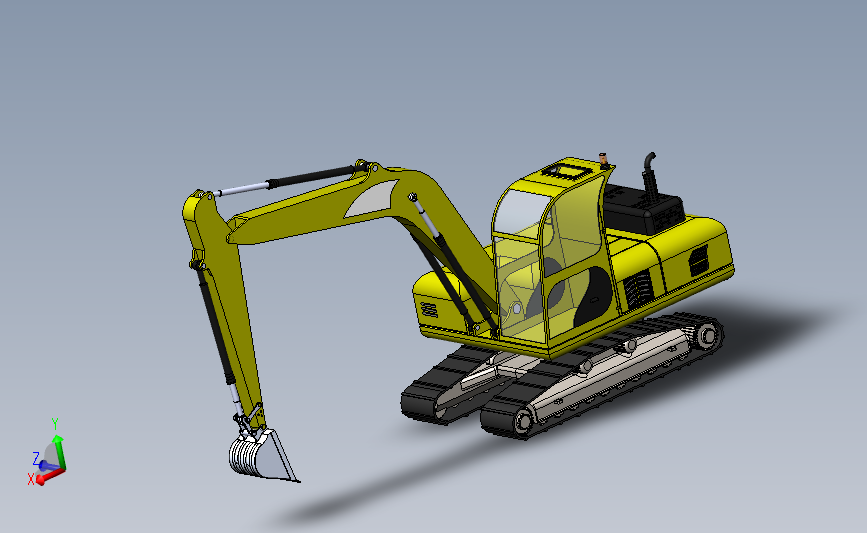 履带式挖掘机 3D模型SolidWorks三维设计图