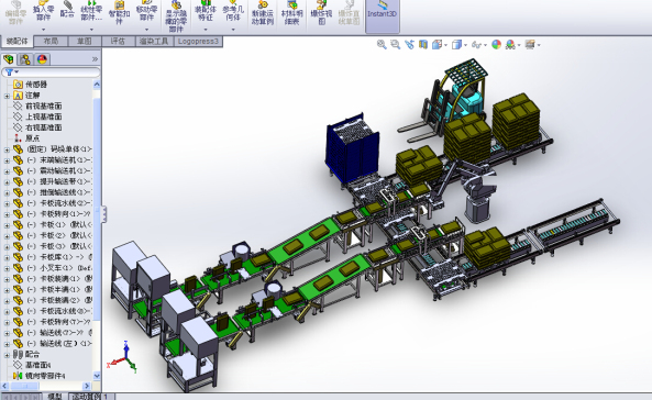码垛流水线3D模型SolidWorks三维设计图