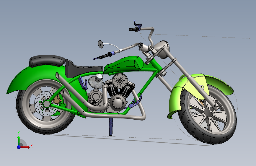 摩托车 3D模型SolidWorks三维设计图