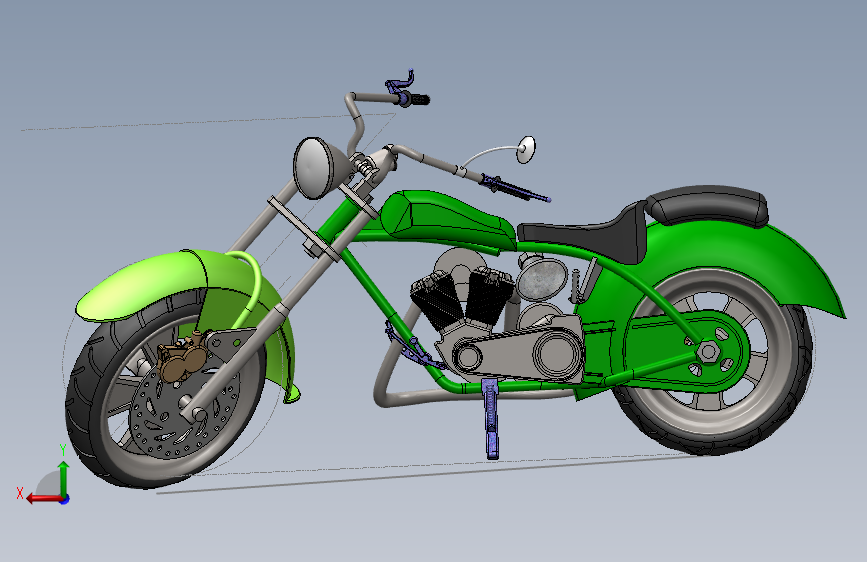 摩托车 3D模型SolidWorks三维设计图
