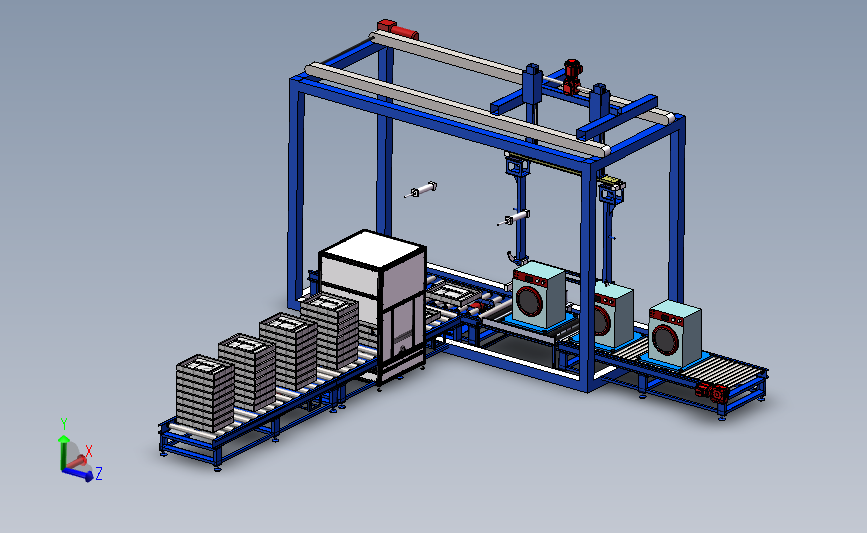 滚筒洗衣机底托装配生产线 3D模型SolidWorks三维设计图