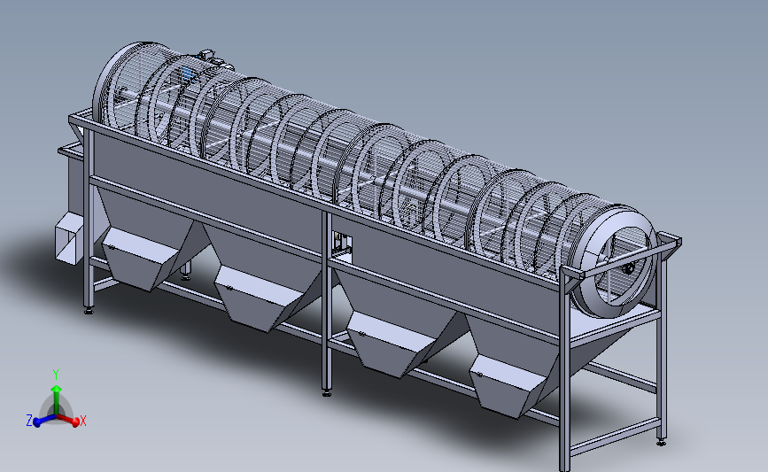 滚筒分级机(果蔬加工机械)3D模型SolidWorks三维设计图