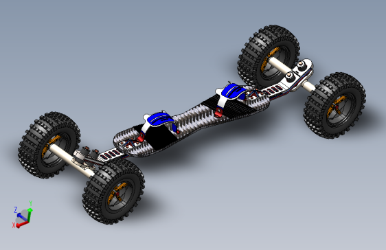 高山滑板 越野滑板 3D模型SolidWorks三维设计图