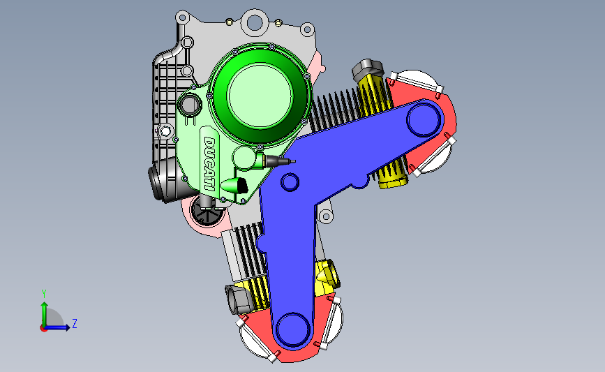 摩托车发动机(杜卡迪900cc风冷式双引擎) 3D模型SolidWorks三维设计图