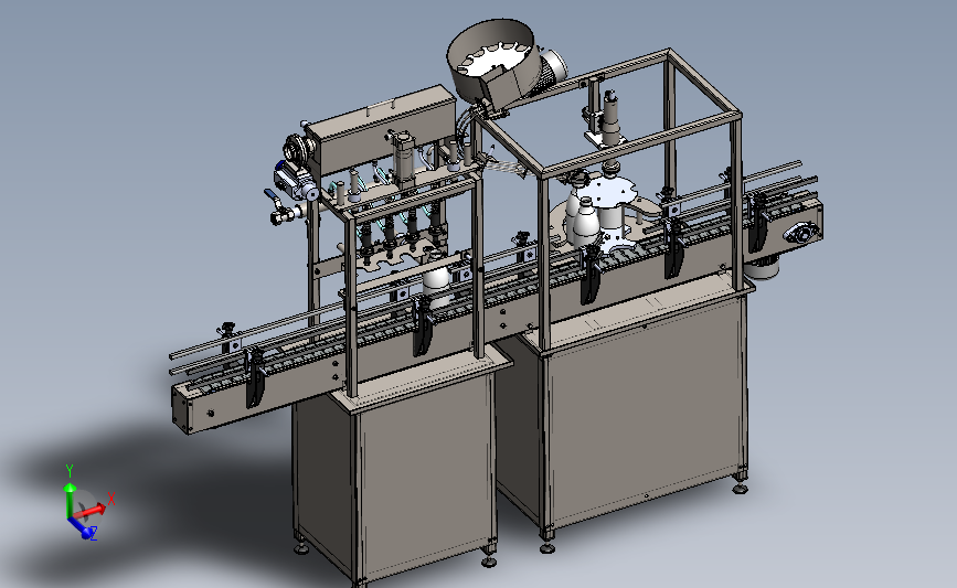 灌装封盖自动线 3D模型SolidWorks三维设计图