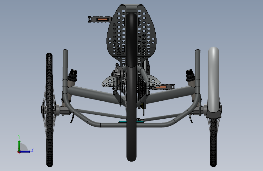 横卧三轮车(SW设计) 3D模型SolidWorks三维设计图