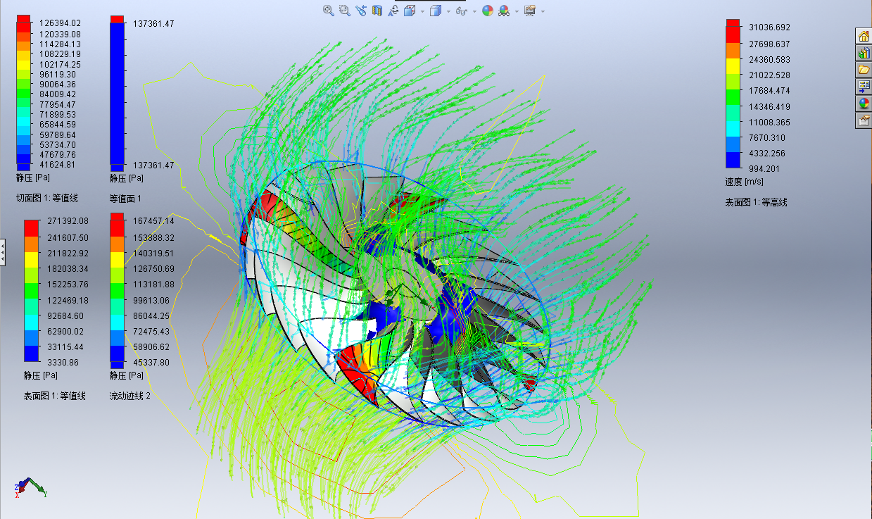 航空发动机的扇叶流体分析模拟3D模型SolidWorks三维设计图