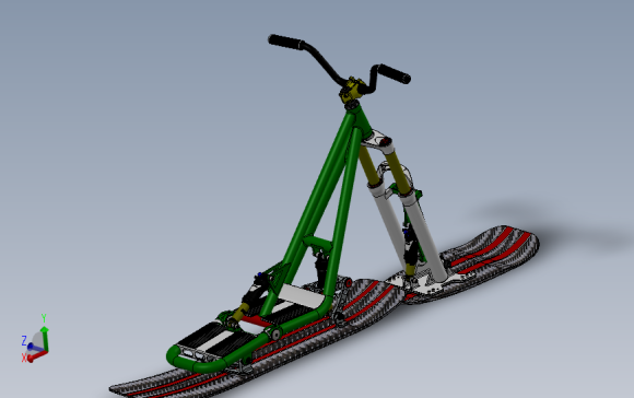 滑雪板车 3D模型SolidWorks三维设计图