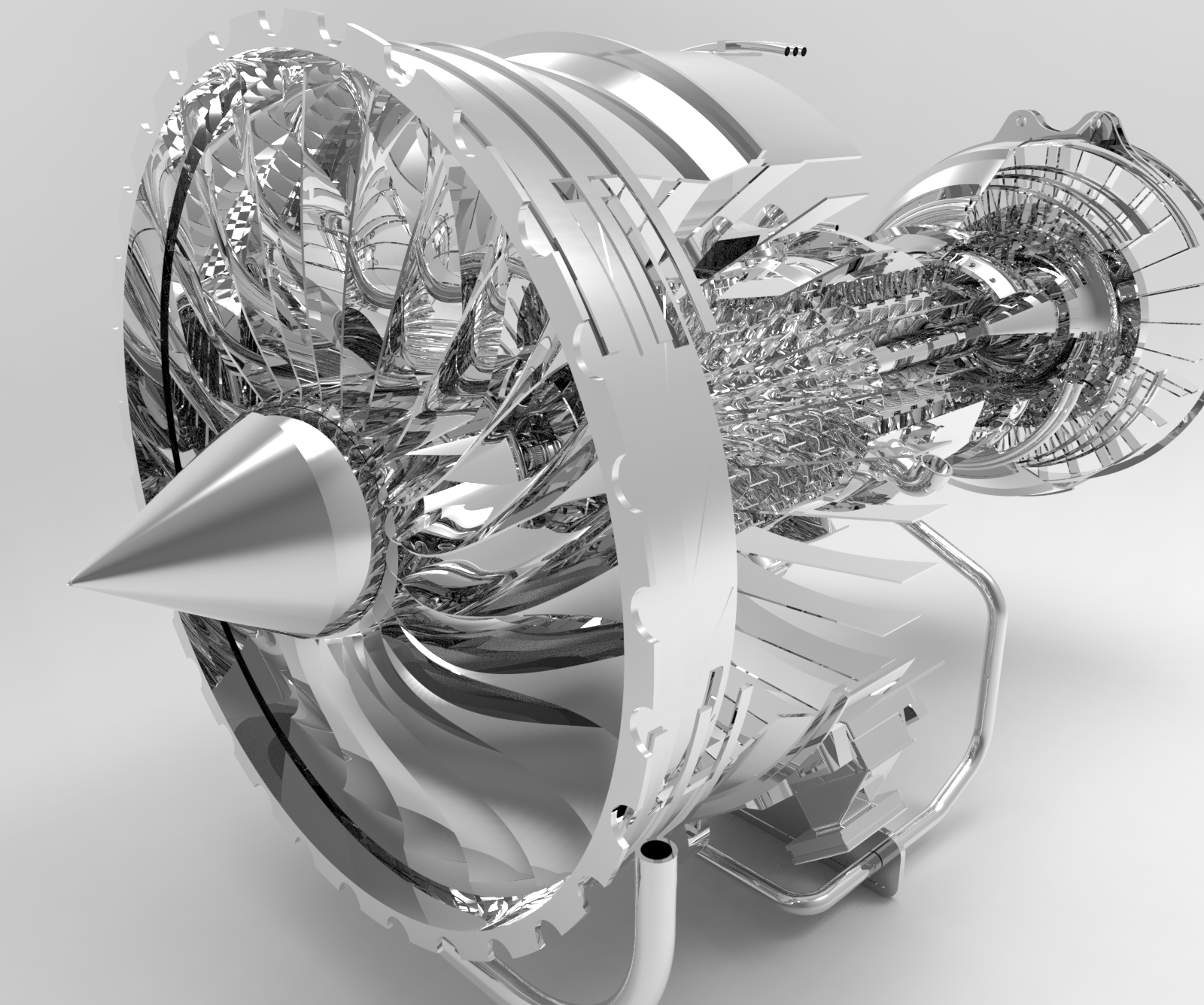 航空发动机的扇叶流体分析模拟3D模型SolidWorks三维设计图