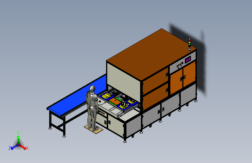 组装检测、侧面锁螺丝、压合、搬运自动倍速链线 3D模型SolidWorks三维设计图ProE设计