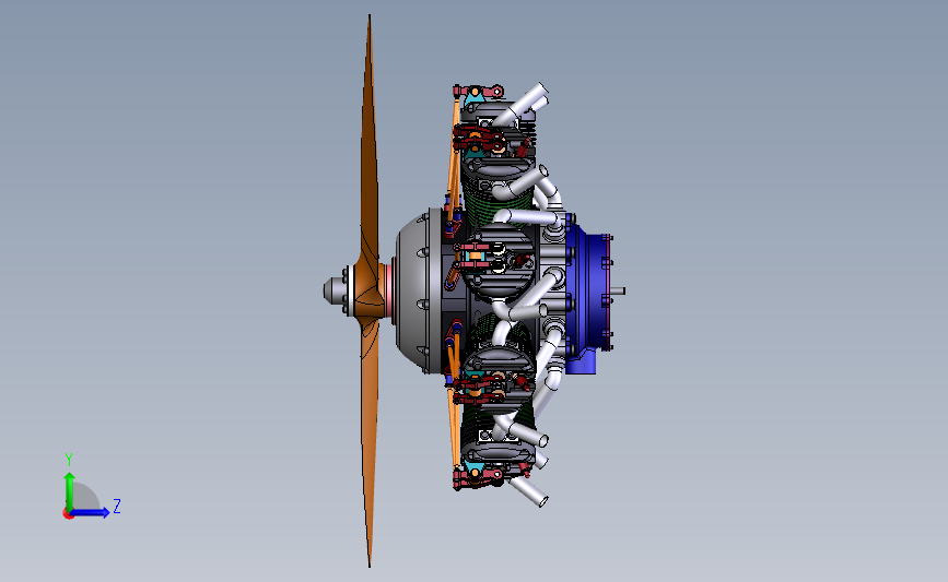 航空活塞发动机(九缸) 3D模型SolidWorks三维设计图