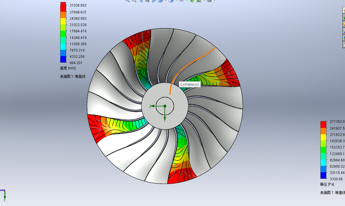 航空发动机的扇叶流体分析模拟3D模型SolidWorks三维设计图