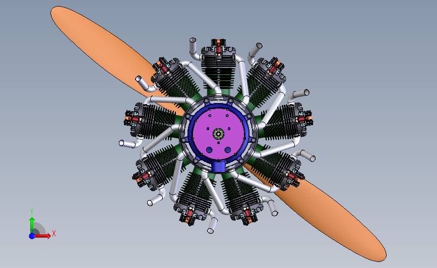 航空活塞发动机(九缸) 3D模型SolidWorks三维设计图