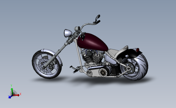 哈雷摩托 3D模型SolidWorks三维设计图