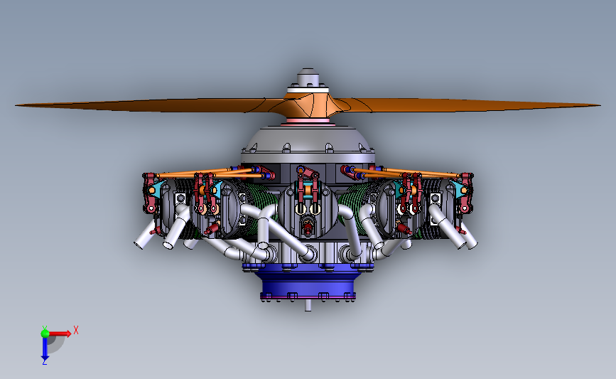 航空活塞发动机(九缸) 3D模型SolidWorks三维设计图