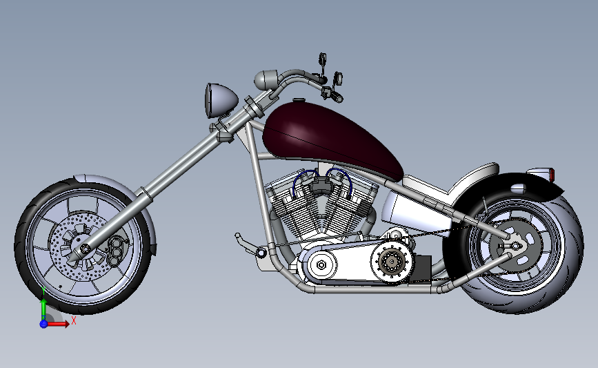 哈雷摩托 3D模型SolidWorks三维设计图