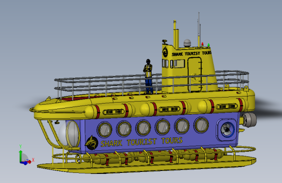 观光游艇 3D模型SolidWorks三维设计图