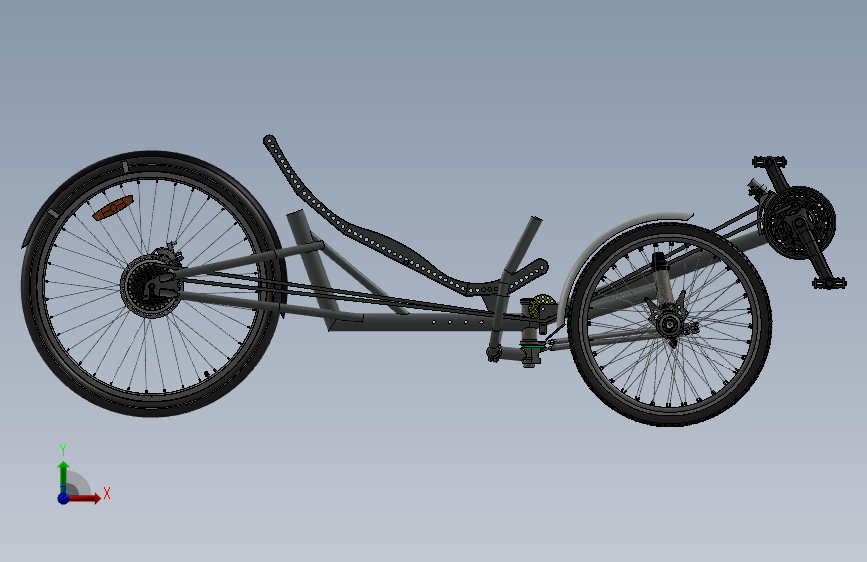 横卧三轮车(SW设计) 3D模型SolidWorks三维设计图