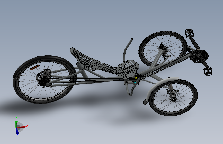横卧三轮车(SW设计) 3D模型SolidWorks三维设计图